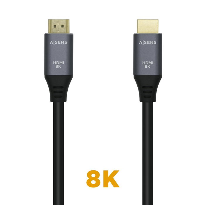 Aisens Cable HDMI V2.1 Ultra Alta Velocidad 8K@60Hz 48Gbps 0.5m Gris/Negro
